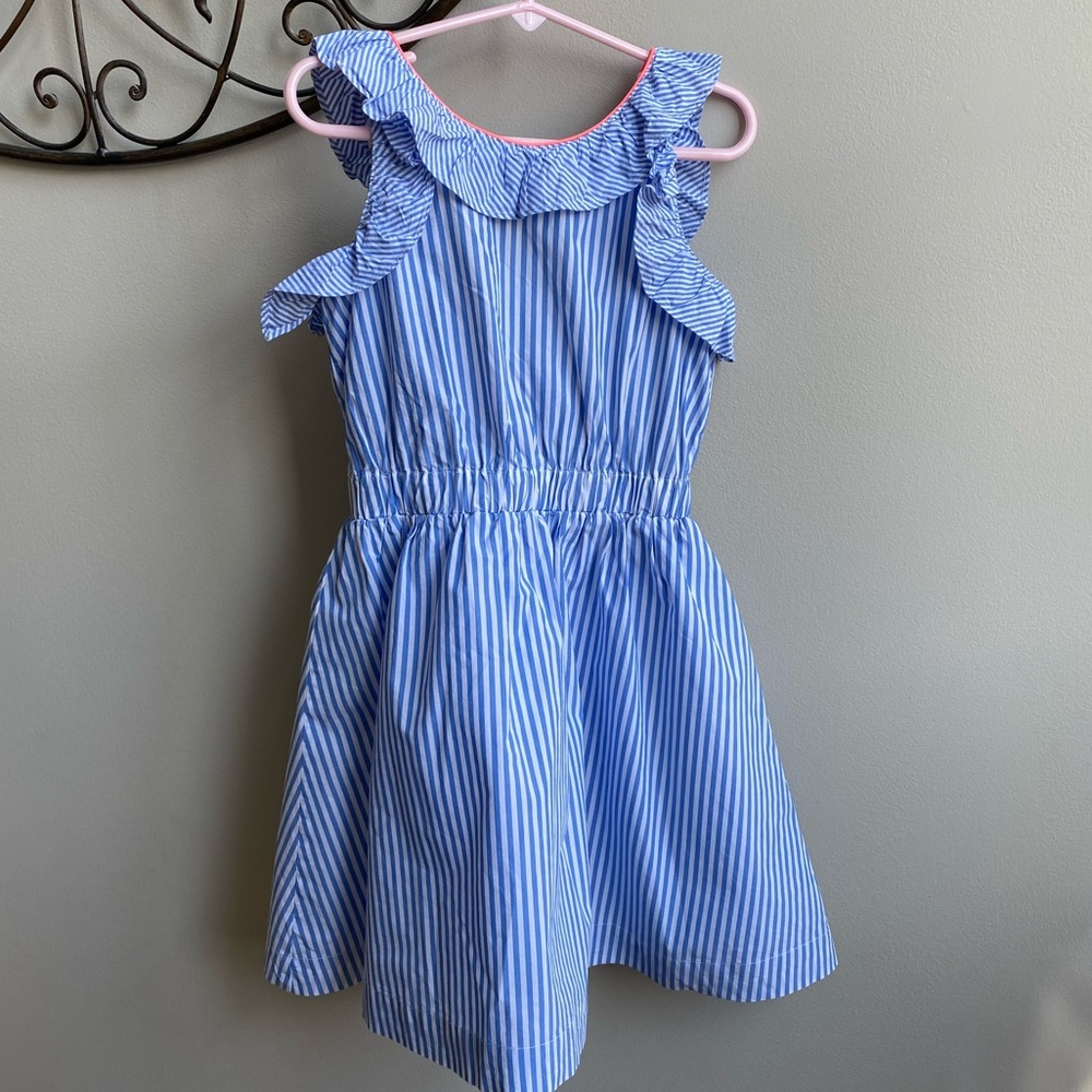 Girls Crewcuts Seersucker Ruffle stripe dress